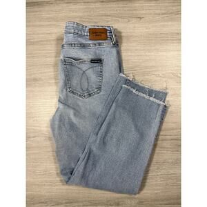 Calvin Klein High Rise Straight Leg Jeans - Light Wash Raw Hem - Size 30